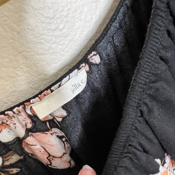 Jella C Black Floral Blouse Medium - Picture 2 of 9